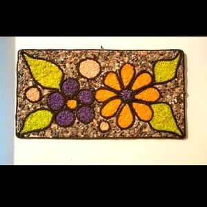 Vintage Mid-Century Gravel Art/Pebble ArtPsychedelic Flowers